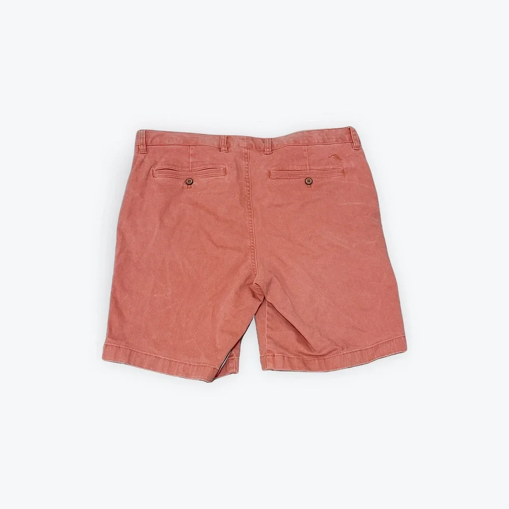 Tommy Bahama Mens Boracay Chino Shorts Coral Pink Stretch 34x9 ST890079
